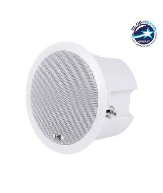 GLOBOSTAR® FDB C600T 98012 Χωνευτό Παθητικό Ηχείο Εγκαταστάσεων με Μετασχηματιστή 100V & 8Ω - 40W RMS (80W Peak) - 1 x 6" Inches LF & 1 x 1" Inches HF - IP20 - Λευκό - Μ23.9 x Π23.9 x Υ15.3cm - Q20.5 x 13.9cm - 2 Χρόνια Εγγύηση